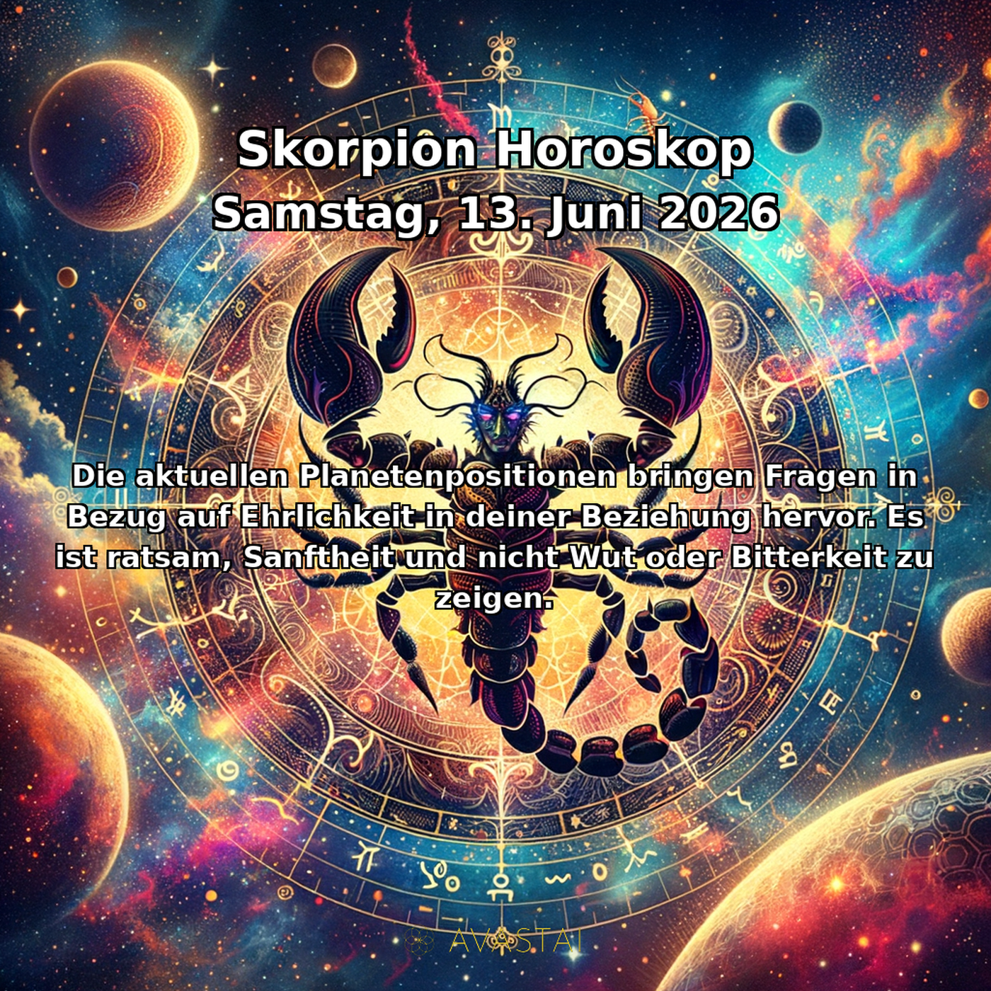 Skorpion Tägliches Horoskop - 13. Juni 2026